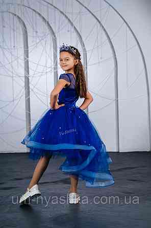 Дитяча сукня видовжене ззаду Синя 122-134 Кривий Ріг