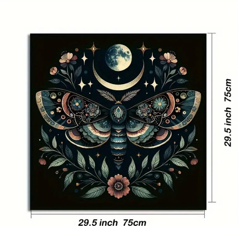 Алтарная скатерть с бабочкой и цветами для карт Таро и Рун. Скатерть для гадания 75*75 см. Киев - изображение 1