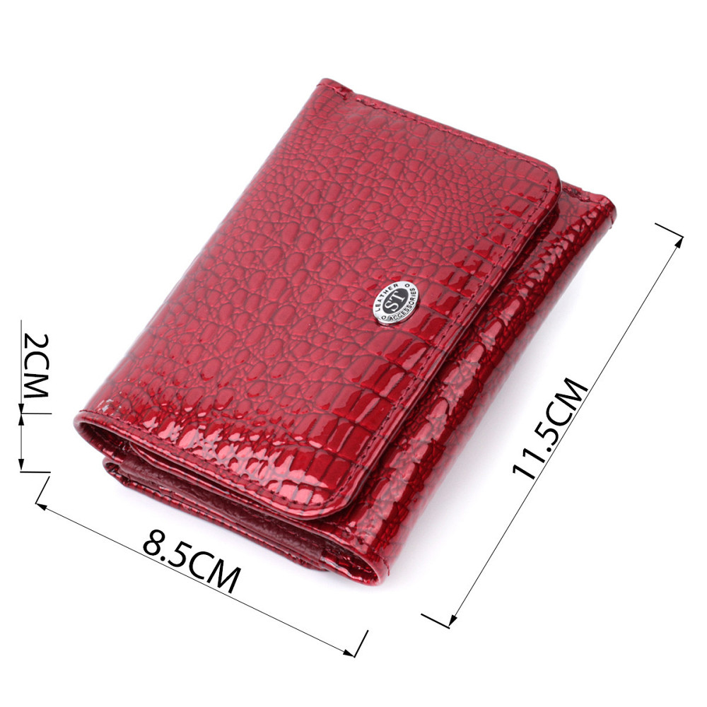 Стильный женский фактурный кошелек из натуральной кожи Красный (ST Leather) Киев - изображение 7