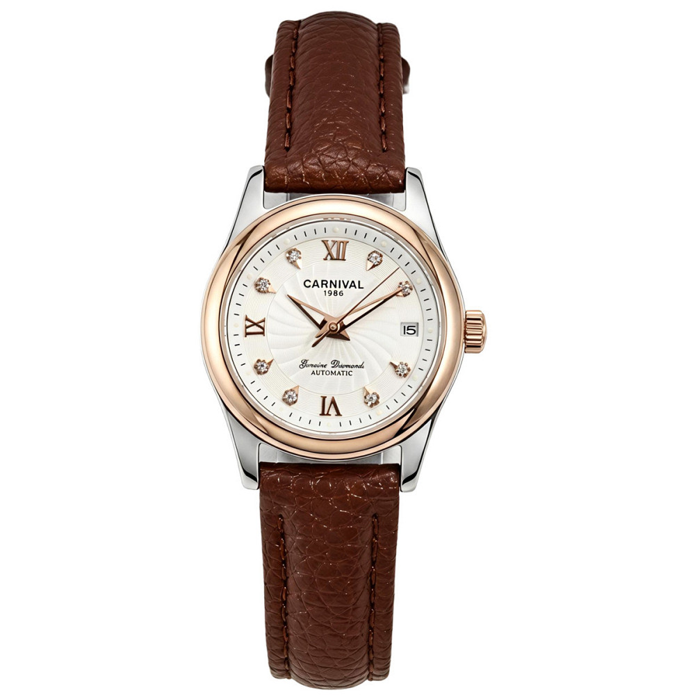 Годинник жіночий механічний Carnival White Leather Classic (2 ремінці) Вінниця - фото 10