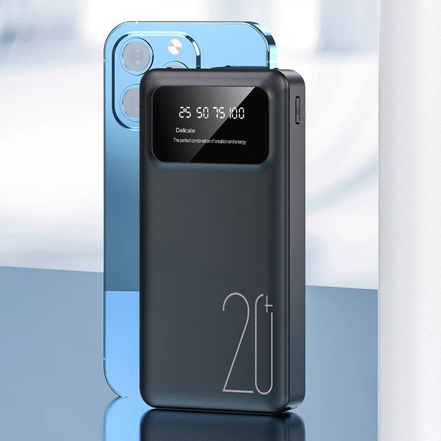 Універсальна зарядна батарея Power Bank 20000 mAh PB-LED20-BK Чорний Київ - фото 2