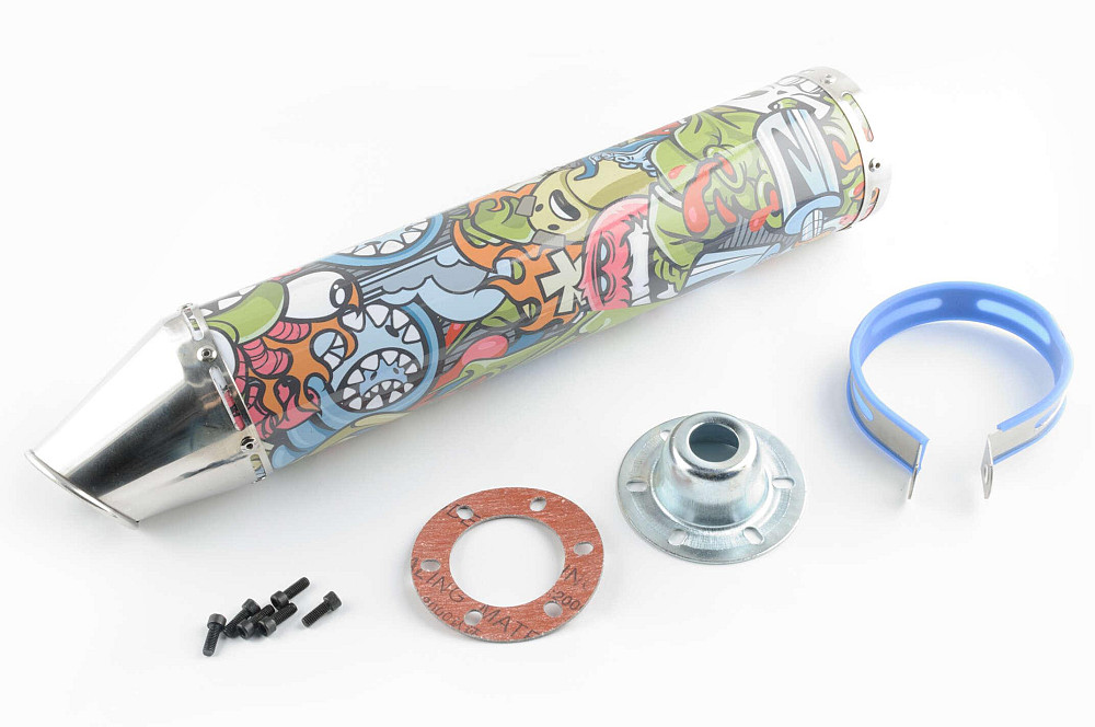 Глушник (тюнінг) 420 * 100mm, кріп. Ø78mm (нержавіюча сталь, графіті, прямоток, mod:3) Київ - фото 1