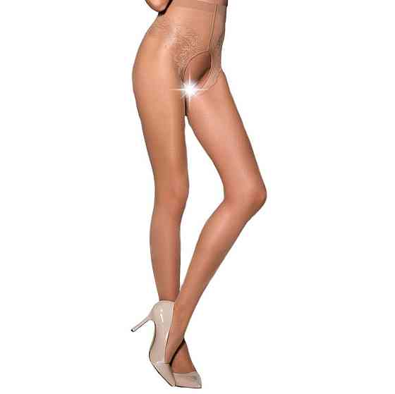 Еротичні колготки Passion TIOPEN 006 1/2 (30 den), beige, з вирізом, імітація трусиків Sex Aura Київ