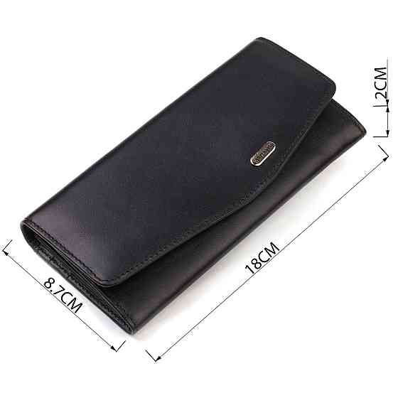 Шикарний жіночий гаманець із зручним функціоналом шкіряний CANPELLINI 21724 Чорний Київ