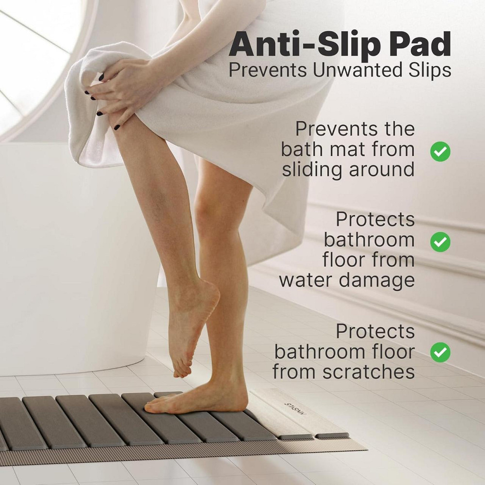 Коврик для ванной диатомитовый быстросохнущий каменный для душа из диатомита нескользящий 60x40см светло-серый Киев - изображение 4