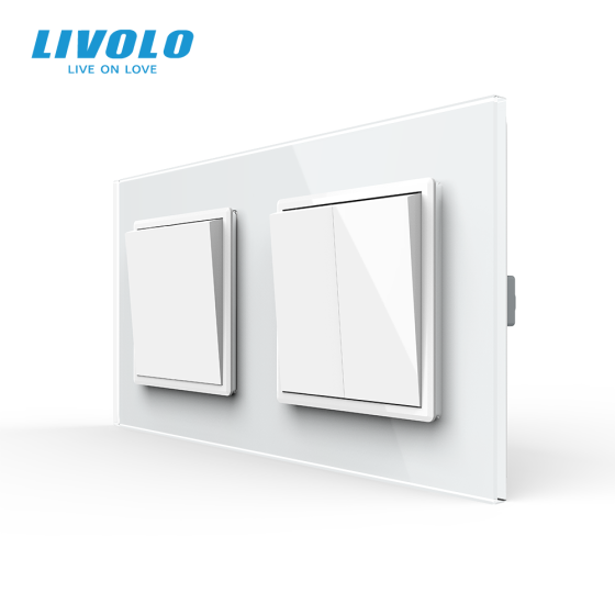 LIVOLO Трьохклавішний вимикач (1-2) Livolo білий скло (VL-C7K1K2-11) Коломыя