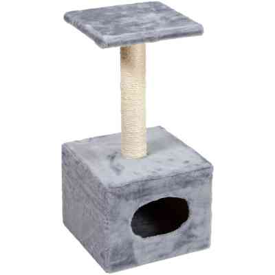 Дряпка (кігтеточка) для котів Природа Д1 з будкою (сіра) (4820157403068) Вінниця