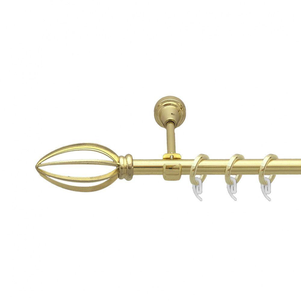 Карниз Orvit Пантеон металевий однорядний відкритий гладка труба кільце фасонне металеве  Золото 16 мм 240 см Львов - изображение 1