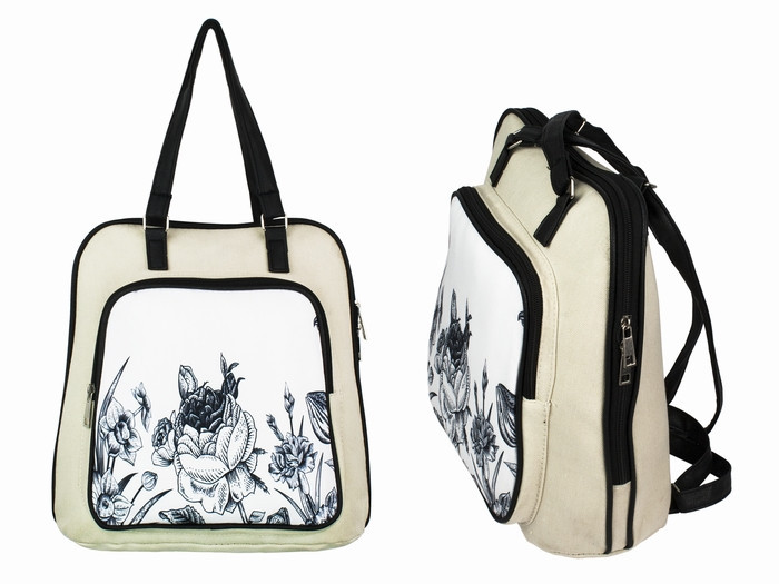 Рюкзак непромокальний білий Півонії Київ - фото 1