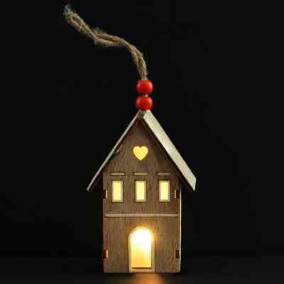 Украшение декоративное YES! Fun Домик 10 см Дерево LED (975067) Винница