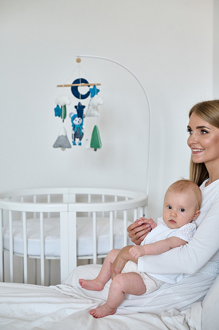 Дитячий музичний мобіль на ліжечко для немовлят WooolyWool «Вовчик на лижак» з 35 мелодіями Київ - фото 10