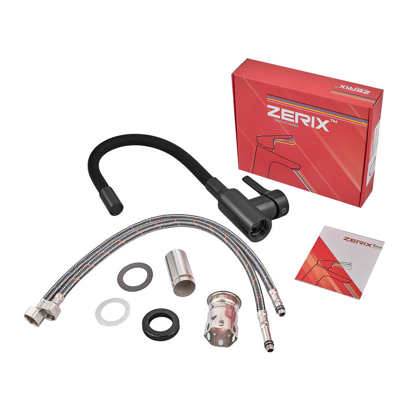 Змішувач для кухні Zerix Rex-011 Black Refl.Black з нержавіючої сталі (Колір чорний+силіконовий вилив чорний) (ZX6132)   ( 27262 ) Харьков - изображение 8