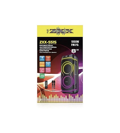 Колонка переносна компактна з 2 мікрофонами караоке ZXX-5515 Київ - фото 3