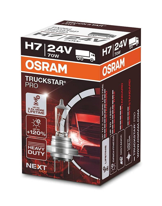 Галогенова лампа OSRAM 64215TSP H7 TruckStar Pro +120% 70W 24V PX26D (1 шт) Харків - фото 1