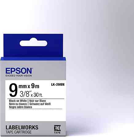 Картридж для этикеток Epson LK-3WBN черный на белом 9 мм x 9 м термотрансферный водостойкий Киев