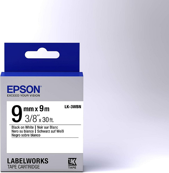 Картридж для этикеток Epson LK-3WBN черный на белом 9 мм x 9 м термотрансферный водостойкий Киев - изображение 2