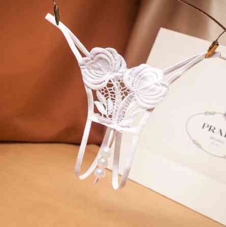 Трусики з бусинками білі та з квіточками - розмір універсальний, резинка до 86см Київ