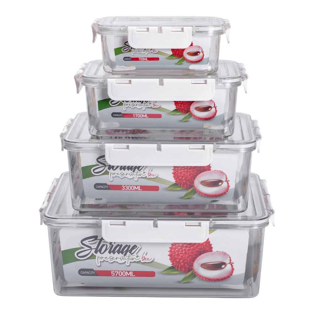 Yiwu Набір контейнерів для їжі 0.7/1.7/3.3/5.7 л 4 шт з кришками на засувках HP-27-5 Коломыя - изображение 4