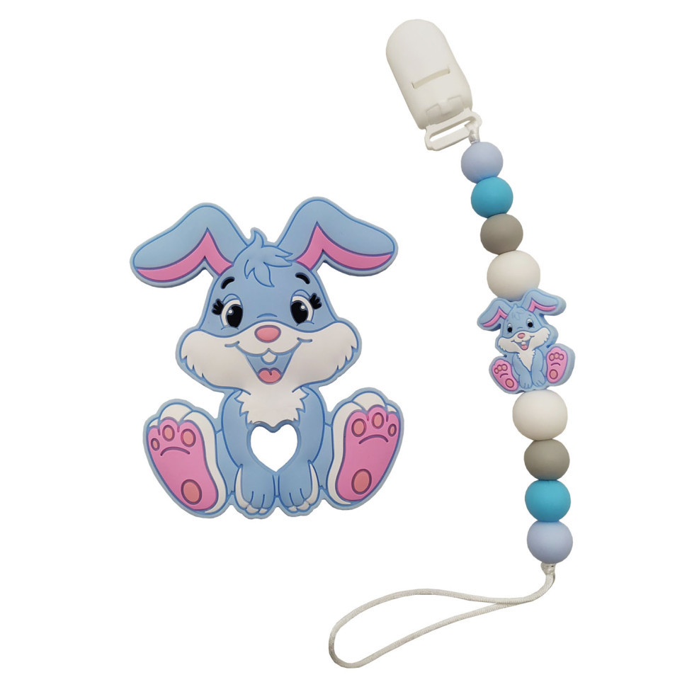 Прорезыватель WD210921 Зайчик силиконовые бусы Синий Винница - изображение 1