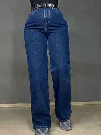Джинси жіночі Derun 8198-8170 палаццо прямі з ременем сині, синій, 33, 33, 92 см, 118 см Київ