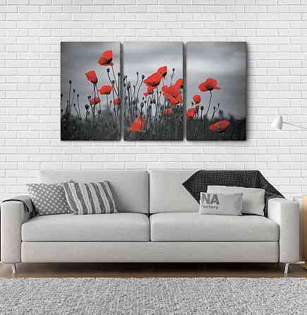 Модульна картина Квіти Маки Аrt-215_3А Київ
