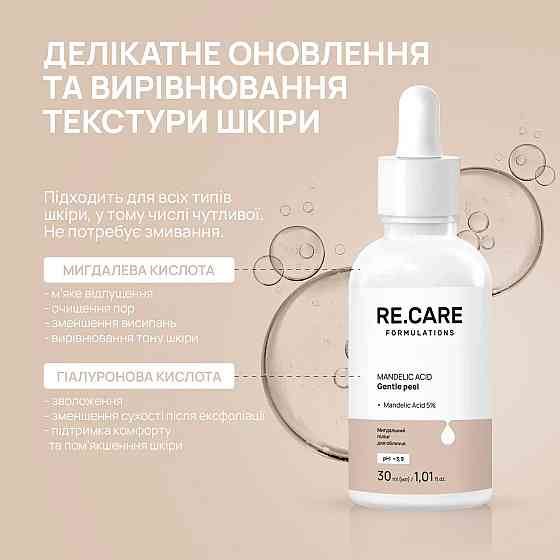 Миндальный пилинг для лица Mandelic Acid Gentle Peel RE.CARE 30 мл Киев