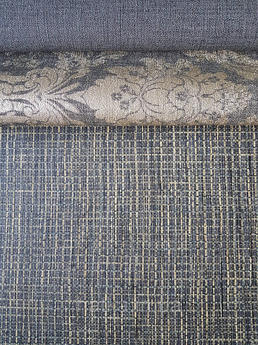 Обои виниловые на флизелине AS creation Perfect 1.06Х10 в клетку соломка структурные черные с желтым Киев - изображение 2