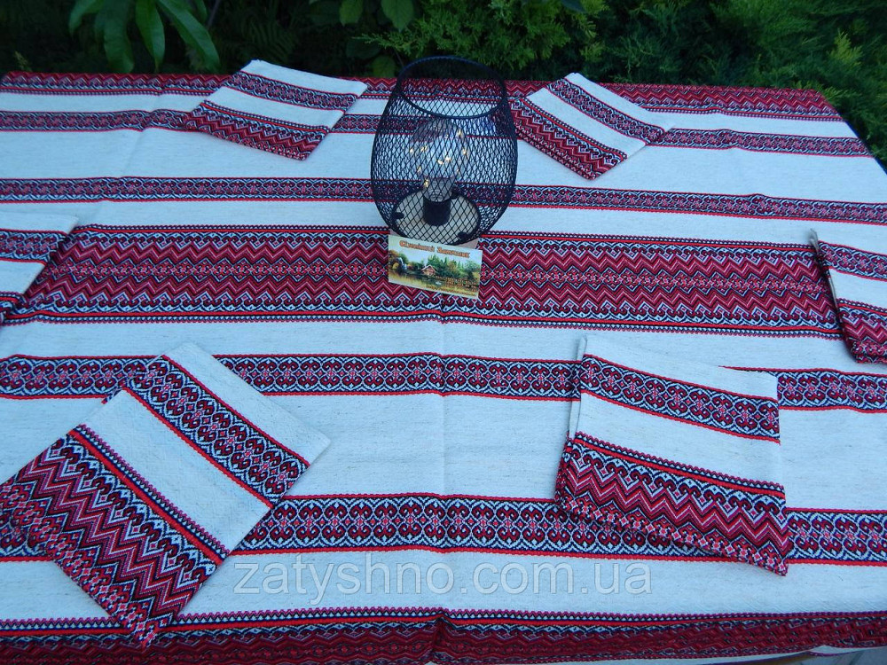 Вышитая скатерть с салфетками на льне Киев - изображение 7