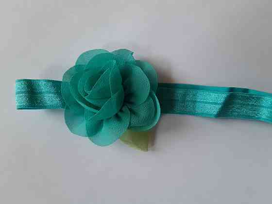 Дитяча пов'язка блакитна - розмір універсальний (на резинці), розмір квітки 5,5 см Київ