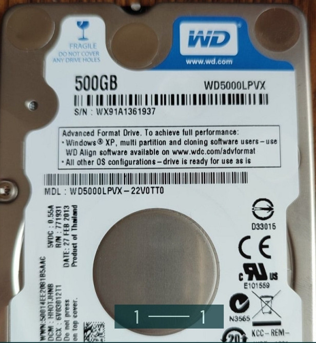 Жорсткий Диск, Вінчестер для Ноутбука: HDD 2.5" 500Gb. Київ - фото 1