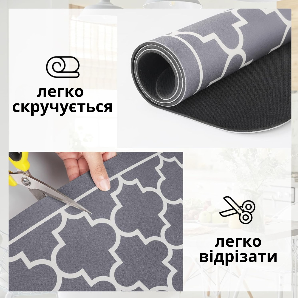 Коврик кухонный на столешницу для посуды, бытовых приборов,резиновый, влагопоглощающий,защитный,серый Каменец-Подольский - изображение 5