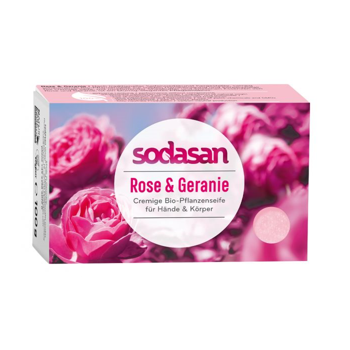 Органічне мило омолоджуюче Троянда-Герань для обличчя SODASAN 100 г Київ - фото 1