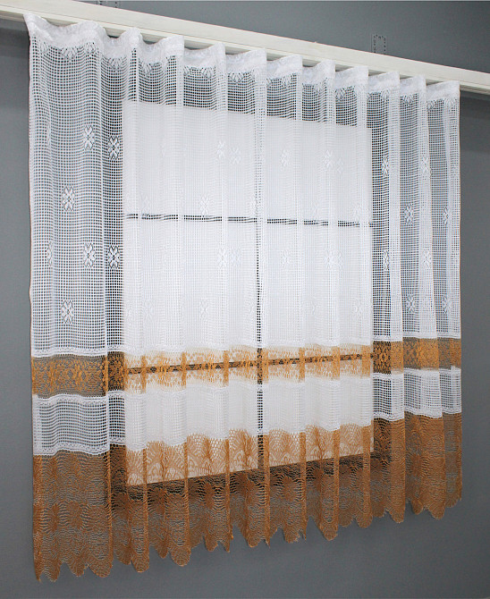 Тюль сітка висотою 1,5м, колекції "Juli" колір білий з коричневим 368т Київ - фото 2