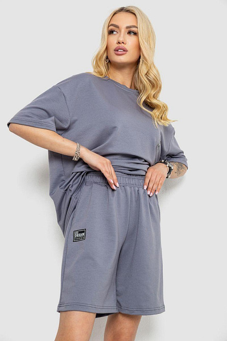 Костюм жіночий повсякденний трикотажний з аплікацією, вільного крою, на резинці, Світло-сірий, S-M Лубни - фото 8