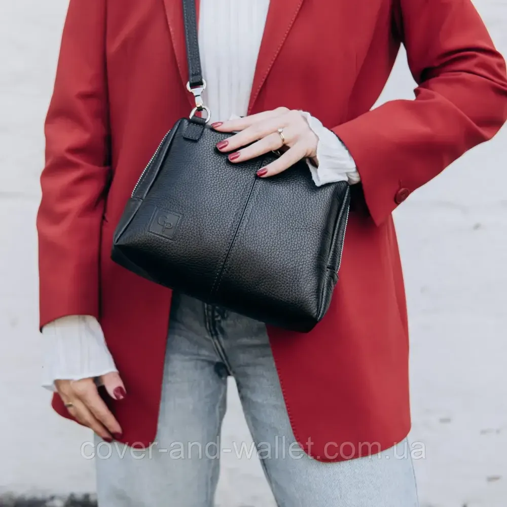 Стильная женская сумка кросс-боди черного цвета из натуральной кожи Grande Pelle 702710 Киев - изображение 3
