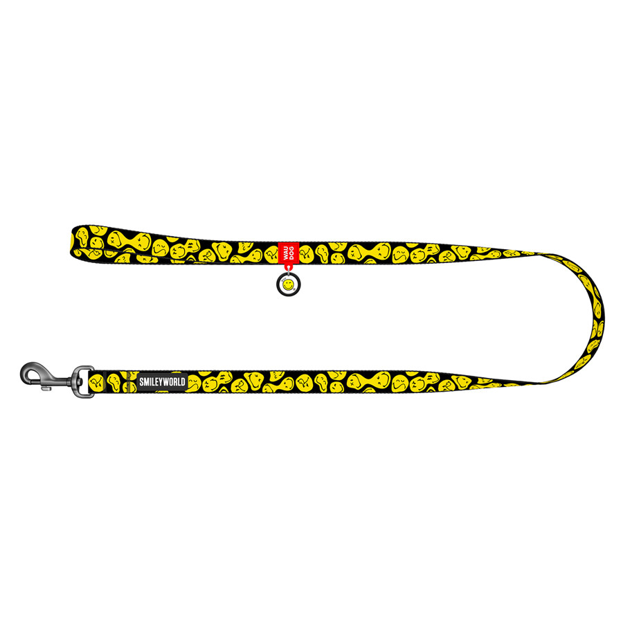 Повідець для собак нейлоновий WAUDOG Nylon, малюнок "Смайли на чорному", L-XXL, Ш 25 мм, Дов 12 Коломыя - изображение 2