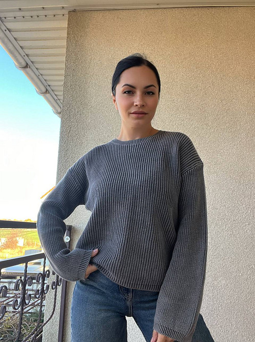 Светр жіночий A-N 875 варка в'язка оверсайз one size, графіт, one size Київ - фото 18