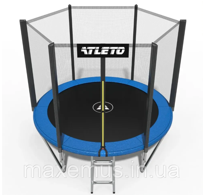 Батут Atleto 252 см (8 ft) с внешней сеткой и лестницей синий детский батут для дома Premium Мостиска - изображение 13