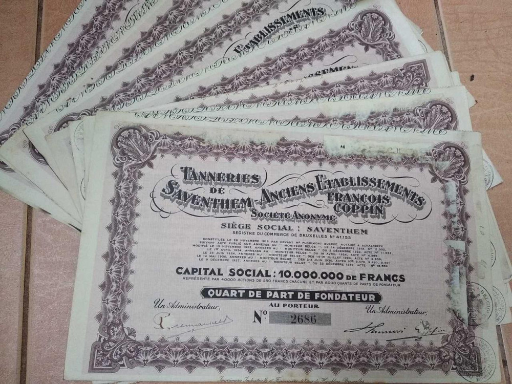 Акция.Tanneries de Saventhem - Anciens.... Бельгия. 1941 год (5.51) Полтава - изображение 1