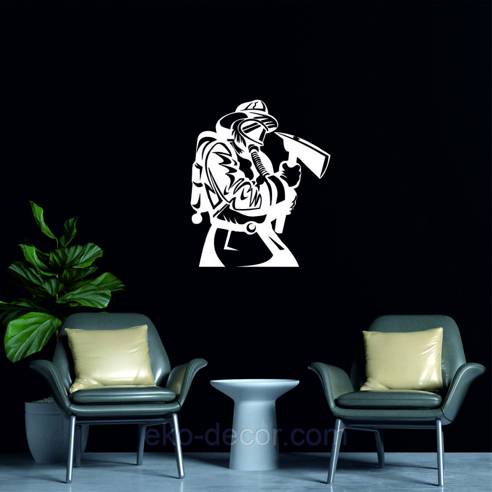 Декоративне настінне Панно  «Пожежник» , Декор на стіну 70*58 см, Білий Київ - фото 3