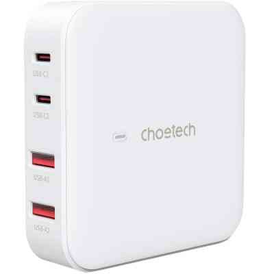 Зарядное устройство Choetech GaN 2 USB-A / 2 USB-C 100W QC3.0/PD/PPS (PD8008-EU-WH) Винница