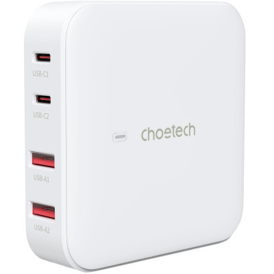 Зарядний пристрій Choetech GaN 2 USB-A / 2 USB-C 100W QC3.0/PD/PPS (PD8008-EU-WH) Вінниця - фото 1