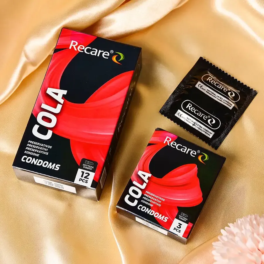 Презервативи Holographic Recare Cola Dotted&Ribbed Condoms 3 шт, з пухирцями і ребрами, аромат: Кола Львів - фото 5