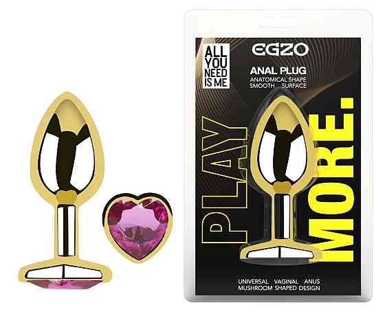 Анальна пробка з кристалом EGZO - Gold Heart Plug Rose size S Sex Aura Київ
