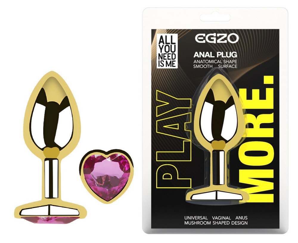 Анальная пробка с кристаллом EGZO - Gold Heart Plug Rose size S Sex Aura Киев - изображение 1