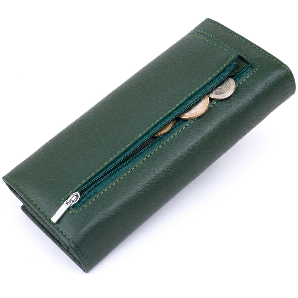 Кошелек на магнитах с клапаном женский ST Leather 19240 Зеленый Киев - изображение 6