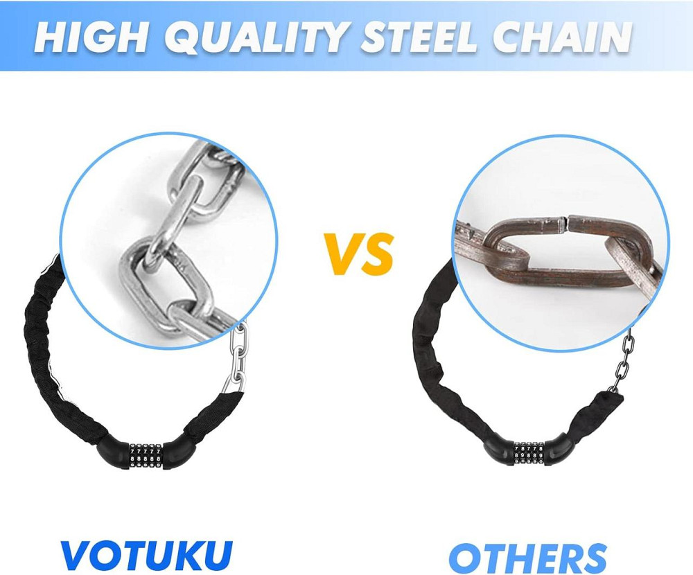 Цепной велосипедный замок Iregro с кодом 90 см, стальной, кодовый замок для электросамоката, мотоцикла, байка Киев - изображение 5