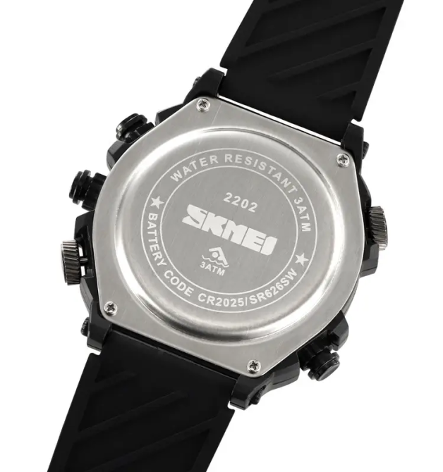 Годинник чоловічий наручний спортивний Skmei 2202 (Чорний силіконовий ремінець) Вінниця - фото 5
