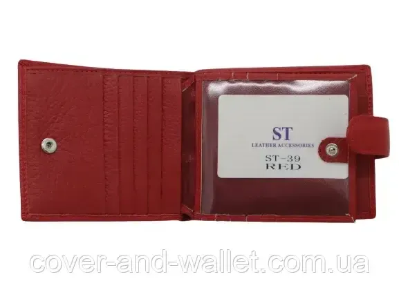 Компактный женский кожаный кошелек на много карточек бордового цвета ST 39 Красный Киев - изображение 5