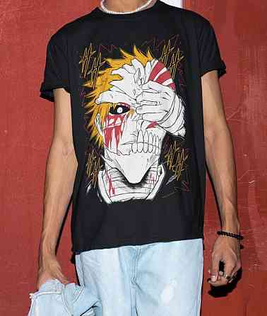 Футболка для хлопчика з аніме принтом Бліч оверсайз (зріст від 165 до 180) Чорний AnimeJ0811m Дніпро